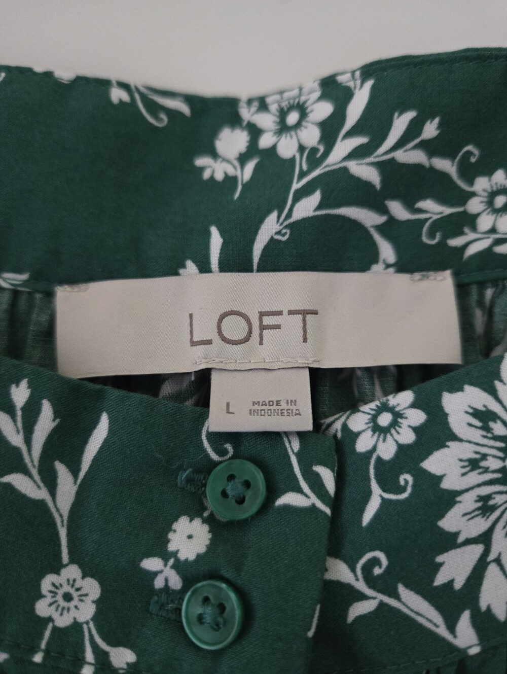 LOFT Bouquet Puff Sleeve Square Neck Blouse L - Picture 6 of 7